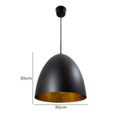 Thabisa Lighting Egg Ceiling Light in Black with Beaten Brass Finish