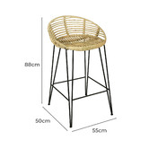 La Verde 68cm Shepard Metal &amp; Rattan Barstool