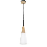 Lunescent Lighting Narrow Wampool 1 Light Wood &amp; Glass Pendant Light