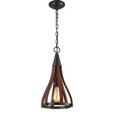 Lunescent Lighting Dacre 1 Light Iron &amp; Wood Pendant