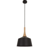 Lunescent Lighting Blackhazel 1 Light Steel &amp; Wood Pendant
