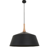 Lunescent Lighting Blackhazel 1 Light Steel &amp; Wood Pendant