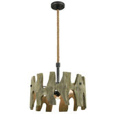 Lunescent Lighting Hopi 3 Light Wooden Pendant
