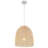 Lunescent Lighting Rota Rattan &amp; Iron Pendant Light