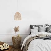 Lunescent Lighting Rota Rattan &amp; Iron Pendant Light