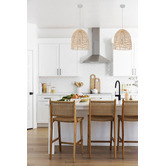 Lunescent Lighting Rota Rattan &amp; Iron Pendant Light