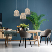 Lunescent Lighting Rota Rattan &amp; Iron Pendant Light