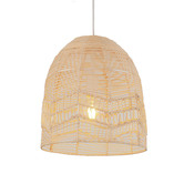 Lunescent Lighting Rota Rattan &amp; Iron Pendant Light