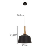 Lunescent Lighting Blackhazel 1 Light Steel &amp; Wood Pendant