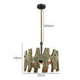 Lunescent Lighting Hopi 3 Light Wooden Pendant