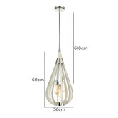 Lunescent Lighting Bonito 3 Light Wood &amp; Metal Pendant Light