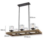 Lunescent Lighting Meti Wood &amp; Glass 6 Light Pendant