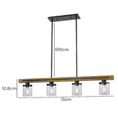 Lunescent Lighting Meti Wood &amp; Glass 4 Light Pendant