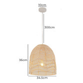 Lunescent Lighting Rota Rattan &amp; Iron Pendant Light