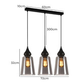 Lunescent Lighting Jerez Tapered Cylinder Glass 3 Light Linear Pendant