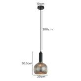 Lunescent Lighting Vintaj Ribbed Glass &amp; Iron Pendant Light