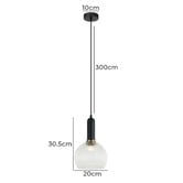 Lunescent Lighting Vintaj Ribbed Glass &amp; Iron Pendant Light