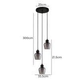 Lunescent Lighting Champan Glass &amp; Iron 3 Light Pendant