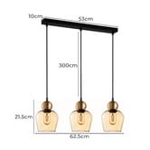Lunescent Lighting Champan Iron 3 Light Linear Pendant
