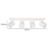 Lunescent Lighting Spot Aluminium Adjustable 4 Lamp Spotlight