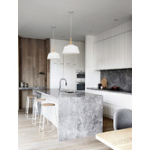 Lunescent Lighting Blackhazel 1 Light Steel &amp; Wood Pendant