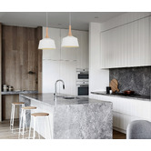 Lunescent Lighting Blackhazel 1 Light Steel &amp; Wood Pendant