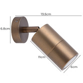 Lunescent Lighting Lustro GU10 Brass Adjustable Exterior Wall Spotlight
