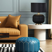 Lunescent Lighting Kael Round Ceramic &amp; Iron Table Lamp