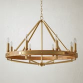 Lunescent Lighting Corey Iron &amp; Oak Wood 8 Light Pendant