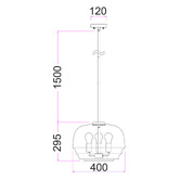 Lunescent Lighting Ender Iron &amp; Glass Round 3 Light Pendant
