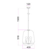 Lunescent Lighting Ender Iron Round 3 Light Pendant