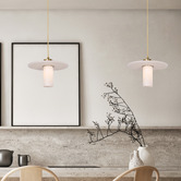 Lunescent Lighting Lucero Alabaster &amp; Iron Pendant Light