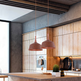 Lunescent Lighting Sutton Travertine &amp; Iron Pendant Light