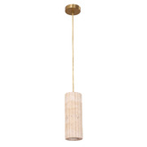 Lunescent Lighting Aric Travertine &amp; Iron Pendant Light