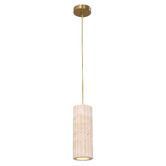 Lunescent Lighting Aric Travertine &amp; Iron Pendant Light