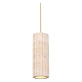 Lunescent Lighting Aric Travertine &amp; Iron Pendant Light
