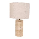 Lunescent Lighting Aric Travertine Drum Table Lamp