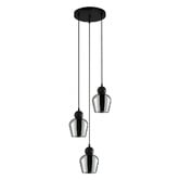 Lunescent Lighting Champan Glass &amp; Iron 3 Light Pendant