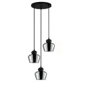 Lunescent Lighting Champan Glass &amp; Iron 3 Light Pendant