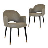 Bright Side Furniture Lex Upholstered Dining Chairs with Brass Accent