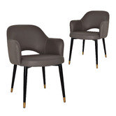 Bright Side Furniture Lex Vinyl Dining Chairs with Brass Accent