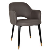 Bright Side Furniture Lex Vinyl Dining Chairs with Brass Accent