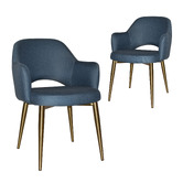 Bright Side Furniture Lex Cotton-Blend Dining Chairs with Brass Legs