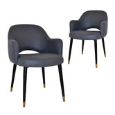 Bright Side Furniture Lex Upholstered Dining Chairs with Brass Accent