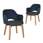 Bright Side Furniture Lex Cotton-Blend Dining Chairs with Ash Wood Legs