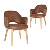 Bright Side Furniture Lex Faux Leather Dining Chairs with Ash Wood Legs