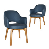 Bright Side Furniture Lex Cotton-Blend Dining Chairs with Ash Wood Legs