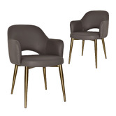 Bright Side Furniture Lex Vinyl Dining Chairs with Brass Legs