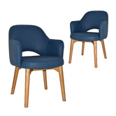 Bright Side Furniture Lex Vinyl Dining Chairs with Ash Wood Legs