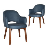 Bright Side Furniture Lex Cotton-Blend Dining Chairs with Ash Wood Legs